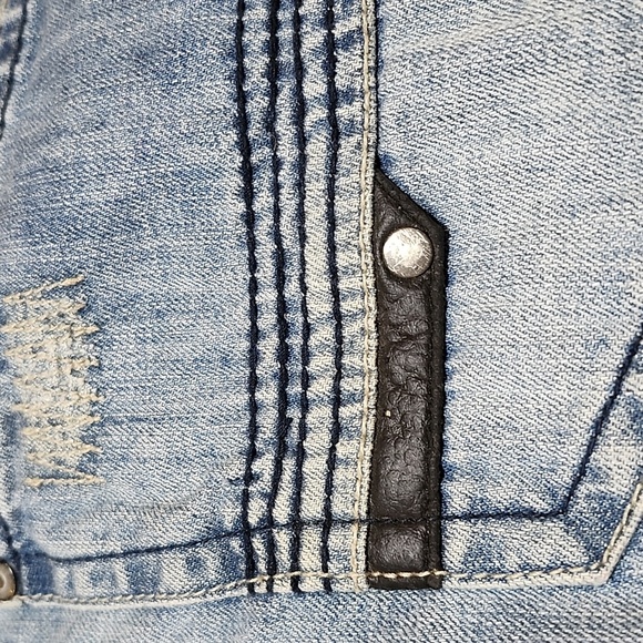 REQUEST EMBROIDERED DOUBLE POCKET STRAIGHT LEG DENIM JEAN - Picture 4 of 16